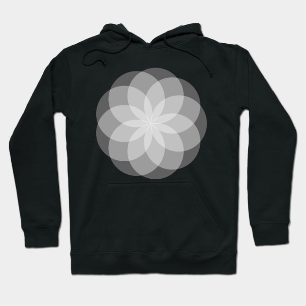 Geometric Flower of Circles (Gray) Hoodie by Random Beauty